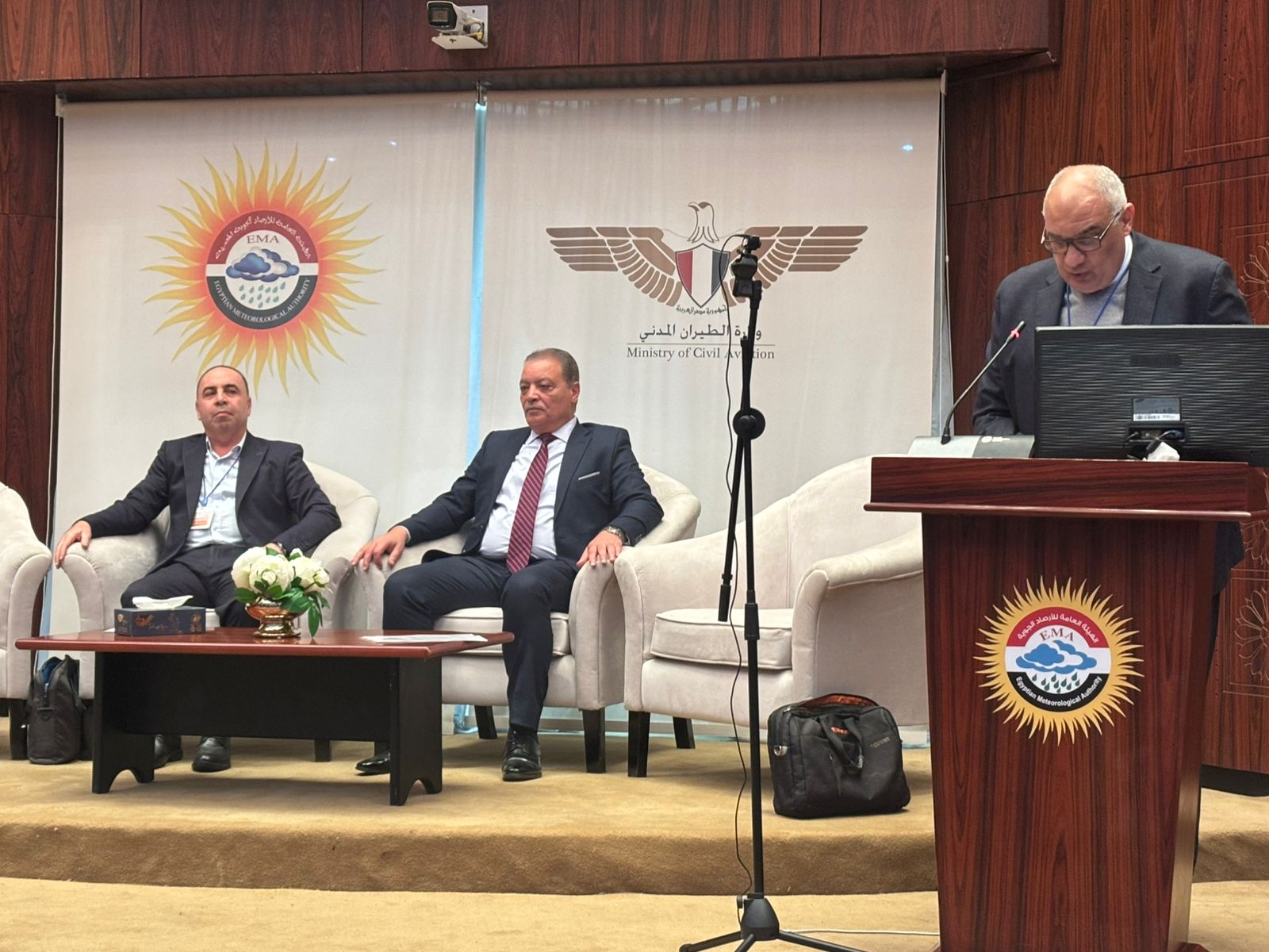 Dr. Tarek Sadek speaking in front of audience