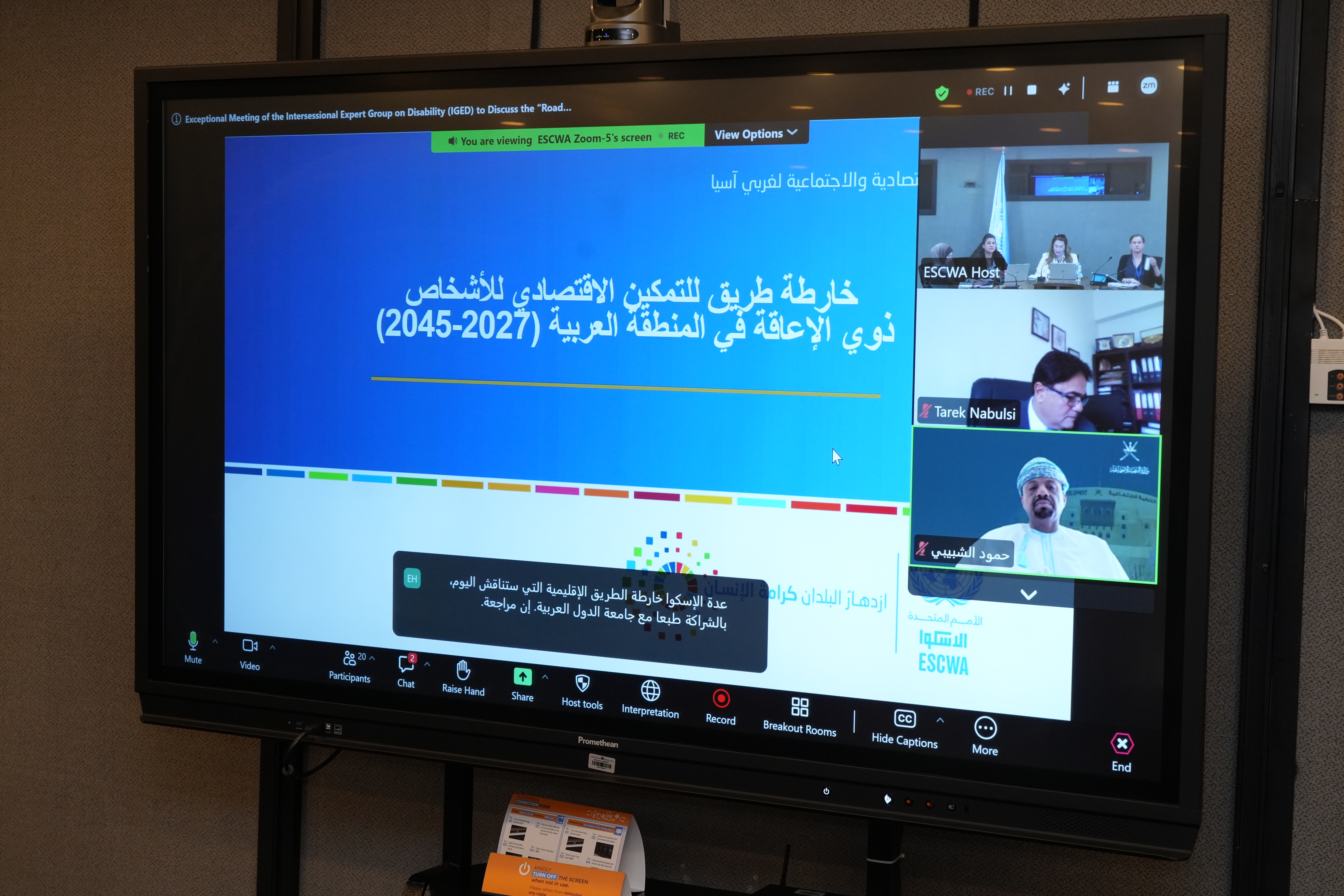 Screen of the video conference