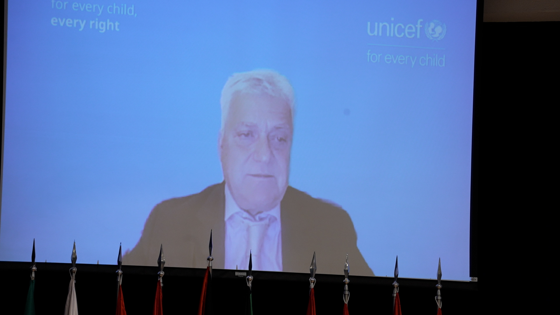 screen showing video message