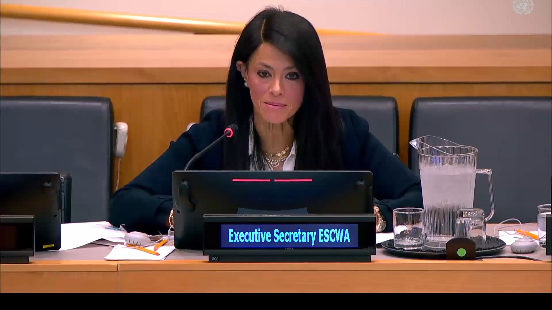 ES speaking behind mic