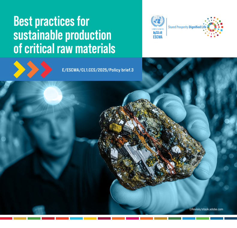 Cover of policy brief, showing title and an image of an explorer holding a raw mineral stone in his hand