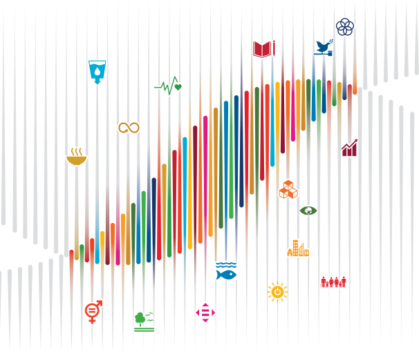 Detail from the report cover, showing SDG colors