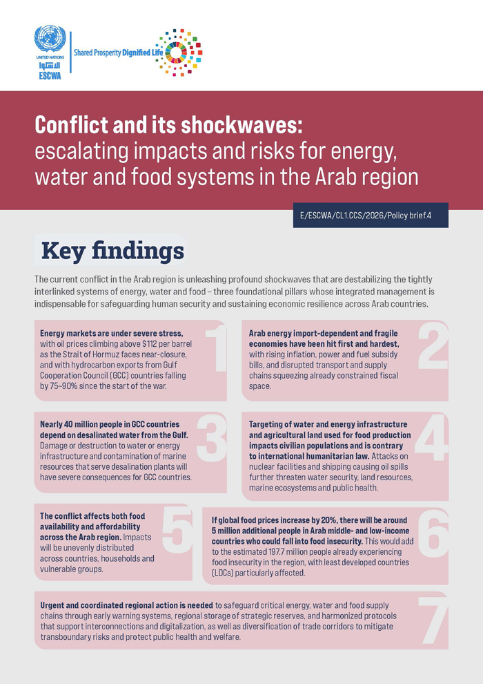 Conflict and its shockwaves: escalating impacts and risks for energy, water and food systems in the Arab region