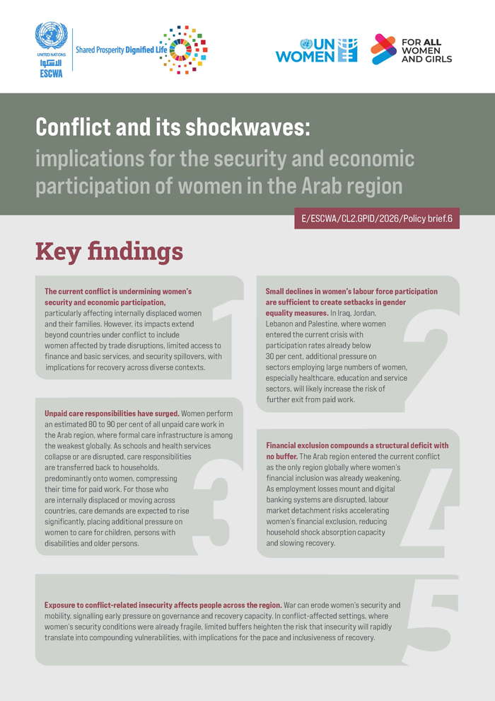 Conflict and its shockwaves: Implications for the security and economic participation of women in the Arab region