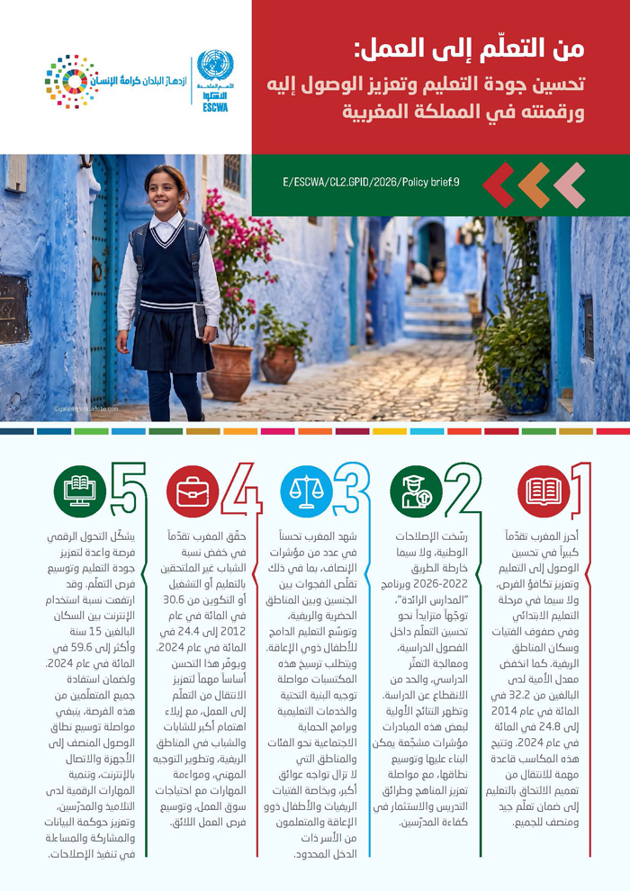 من التعلّم إلى العمل: تحسين جودة التعليم وتعزيز الوصول إليه ورقمنته في المملكة المغربية