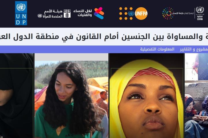Snapshot of the gender justice portal homepage, showing title and generic photos of women from the region