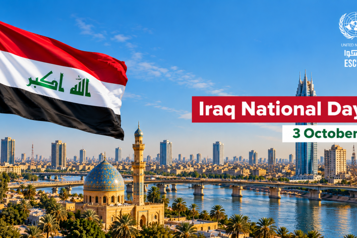 Scene from Iraq with flag