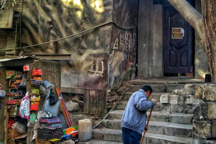Man cleaning the streets
