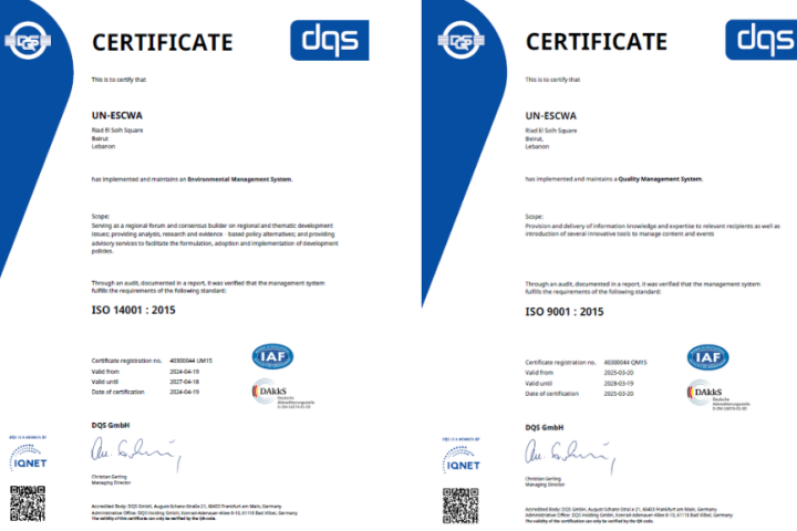 ESCWA earns two ISO certifications